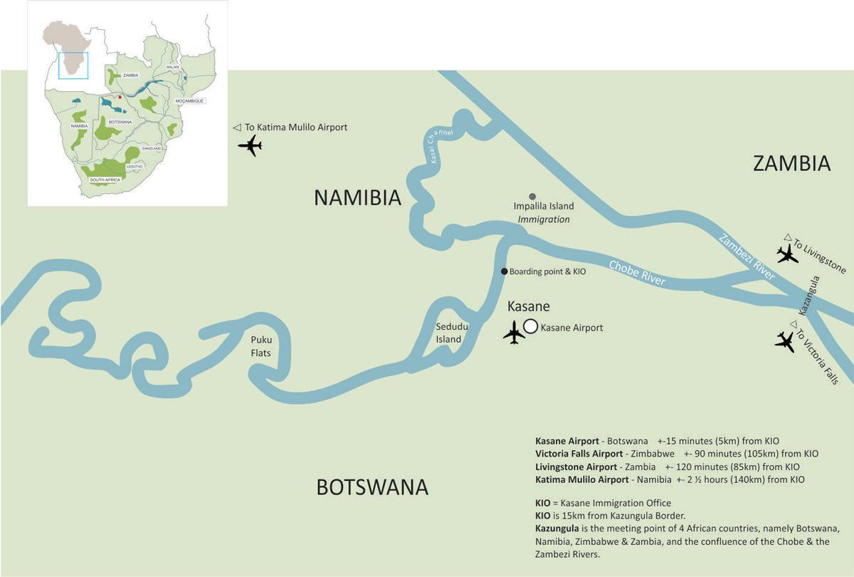 mapa kasane Bocvani