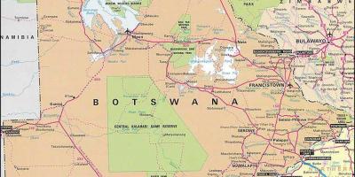 Mapa detaljne mapa puteva Bocvani